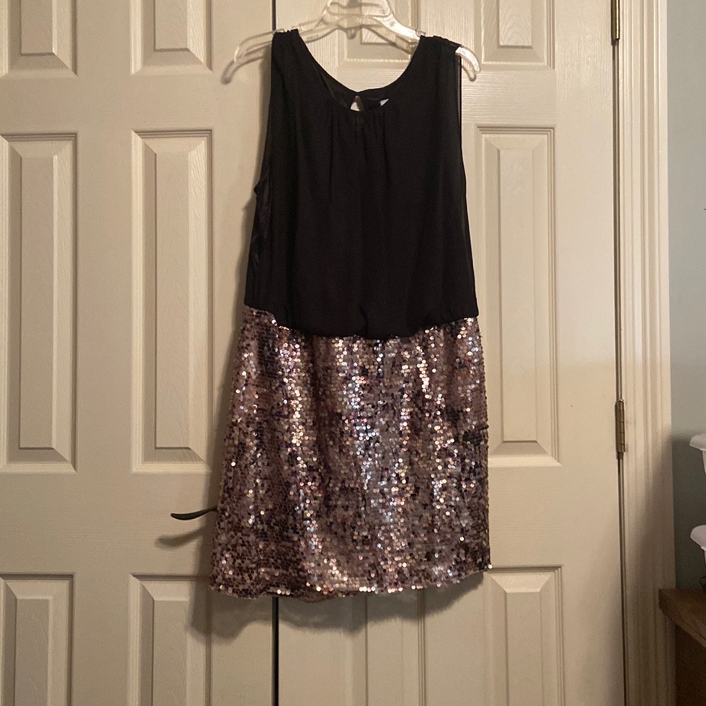 Black and Tan sequin dress